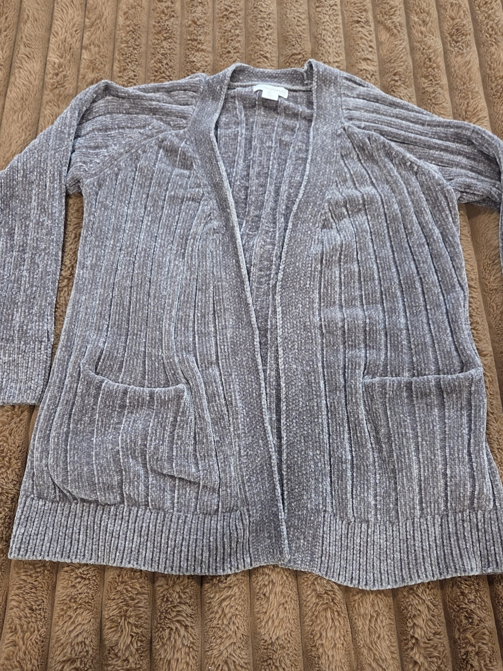 Cynthia Rowley Open Front Cardigan with Pockets Small Gray Cozy Oversized